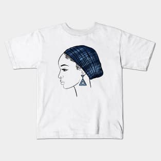 beautiful african american girl in blue turban Kids T-Shirt